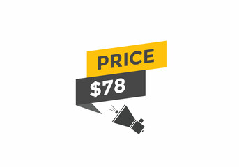 $78 USD Dollar Month sale promotion Banner. Special offer, 78 dollar month price tag, shop now button. Business or shopping promotion marketing concept
