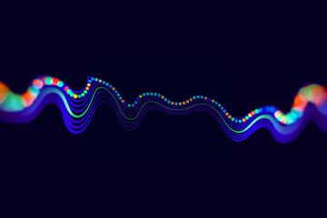 Data Science abstract technological background in vibrant colors with blured waves. Futuristic hi-tech banner.