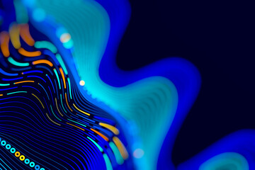 Data Science abstract technological background in vibrant colors with blured waves. Futuristic hi-tech banner.