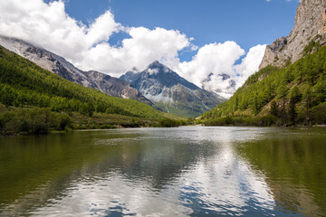 Nature landscape image,Snow Mountain in daocheng yading,Sichuan,China. Horizontal image with copy space for text