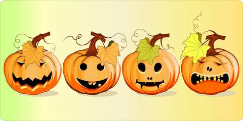 set pumpkin. the main symbol of the happy halloween holiday, Orange pumpkin for the holiday Halloween 