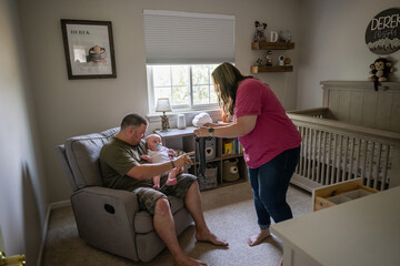 Marine veteran with service dog and family living life.