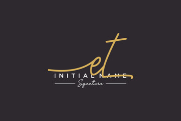Initial ET signature logo template vector. Hand drawn Calligraphy lettering Vector illustration.