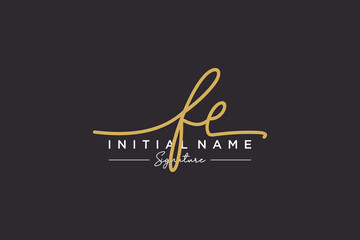 Initial FE signature logo template vector. Hand drawn Calligraphy lettering Vector illustration.