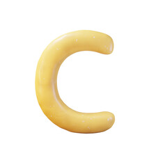 3d alphabet letter c yellow clay style