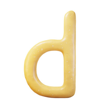 3d Alphabet Letter D Yellow Clay Style