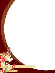 Oriental background material with plum blossoms and circles