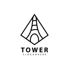 Tower logo symbol vector icon design illustration template.