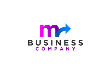 M initial letter arrow business logo design