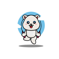 Obraz na płótnie Canvas Cute polar play jump rope cartoon vector illustration