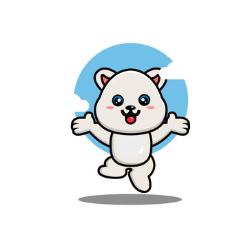 Cute polar cartoon jumping vector illustration