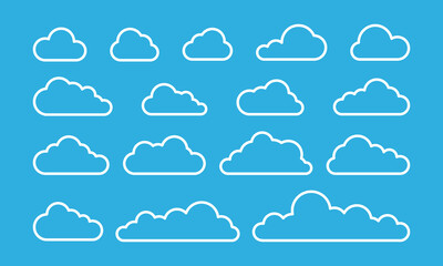 collection of cloud lines on a blue background
