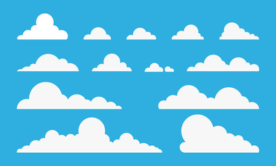 Collection of clouds on a blue sky background