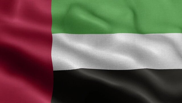 Flag Of United Arab Emirates - United Arab Emirates Flag High Detail - National flag United Arab Emirates wave Pattern loopable Elements - Fabric texture and endless loop - Highly Detailed Flag