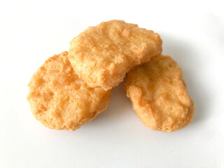 Chicken nuggets on white background
