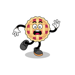 slipping apple pie mascot illustration