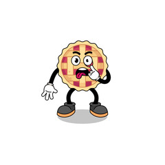 Character Illustration of apple pie with tongue sticking out