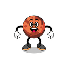 mars planet cartoon with surprised gesture