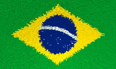 Fototapeta na wymiar 3d illustration brazil flag tiles