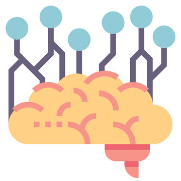 yellow brain with blue circuit connections clip art preview