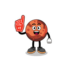 Cartoon mascot of mars planet number 1 fans