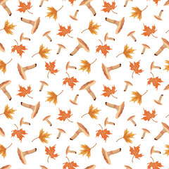 Naklejka premium Autumn Mushrooms seamless pattern - Vector illustration 