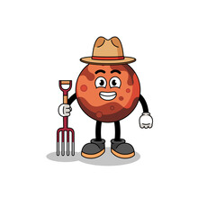 Cartoon mascot of mars planet farmer