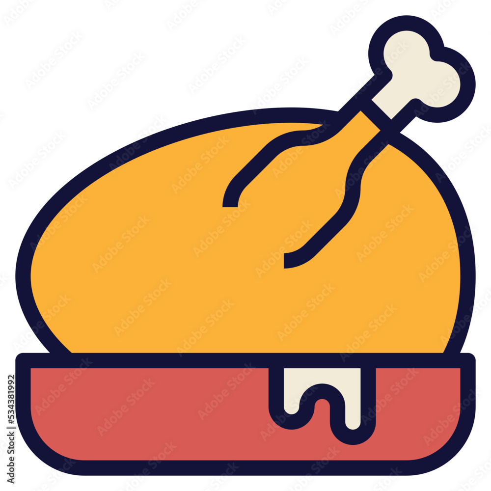 Sticker turkey modern line style icon