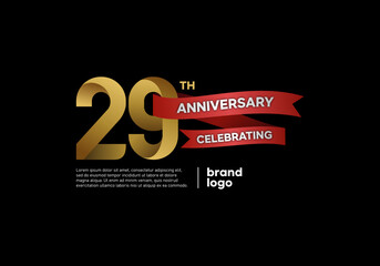 29 years anniversary logo with gold and red emblem on black background