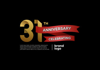 31 years anniversary logo with gold and red emblem on black background