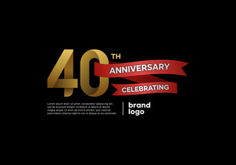 40 years anniversary logo with gold and red emblem on black background