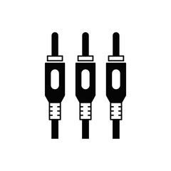 RCA cable icon in black flat glyph, filled style isolated on white background