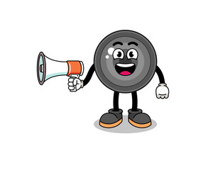 camera lens cartoon illustration holding megaphone