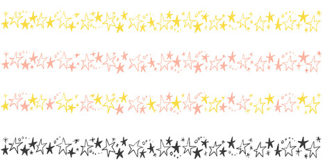 黄色とピンクの小さい星の飾り罫セット