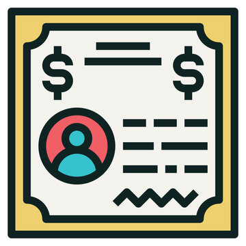 financial document icon with person and dollar signs clip art preview