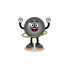 Fototapeta premium Character Illustration of camera lens playing hula hoop