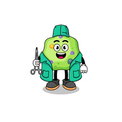 Illustration of amoeba mascot as a surgeon