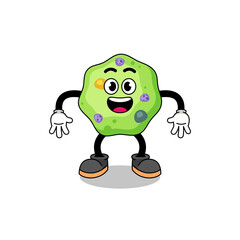 amoeba cartoon with surprised gesture