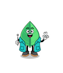 Illustration of leaf mascot as a dentist