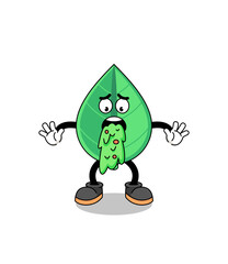 leaf mascot cartoon vomiting