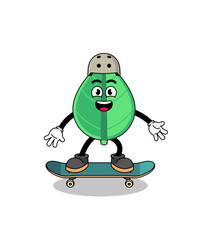 leaf mascot playing a skateboard