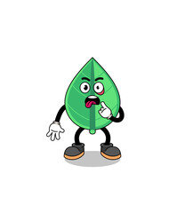 Character Illustration of leaf with tongue sticking out