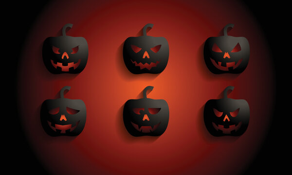 Black pumpkin background. Vector illustration halloween day