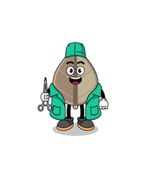 Illustration of dried leaf mascot as a surgeon
