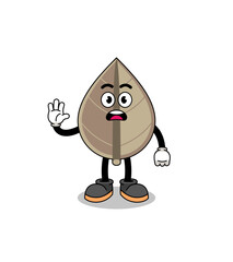 dried leaf cartoon illustration doing stop hand