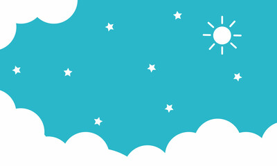 sky cloud with sun and star background Cute banner template for media social