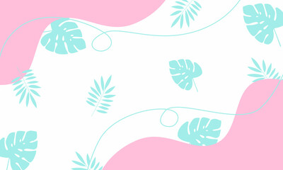 abstract backfround cute pink blue for Social media post banner with leaves for fashion sale promotion