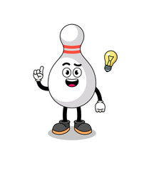bowling pin cartoon with get an idea pose