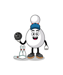 Mascot of bowling pin as a bowling player