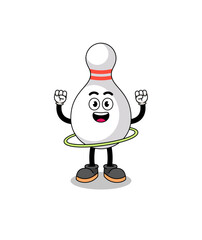 Character Illustration of bowling pin playing hula hoop